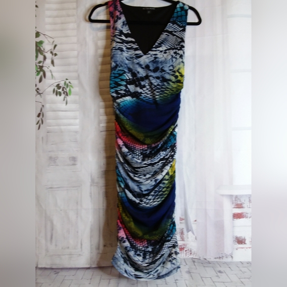 Boston Proper multi color python print ruched dress size S NWOT - Picture 8 of 12